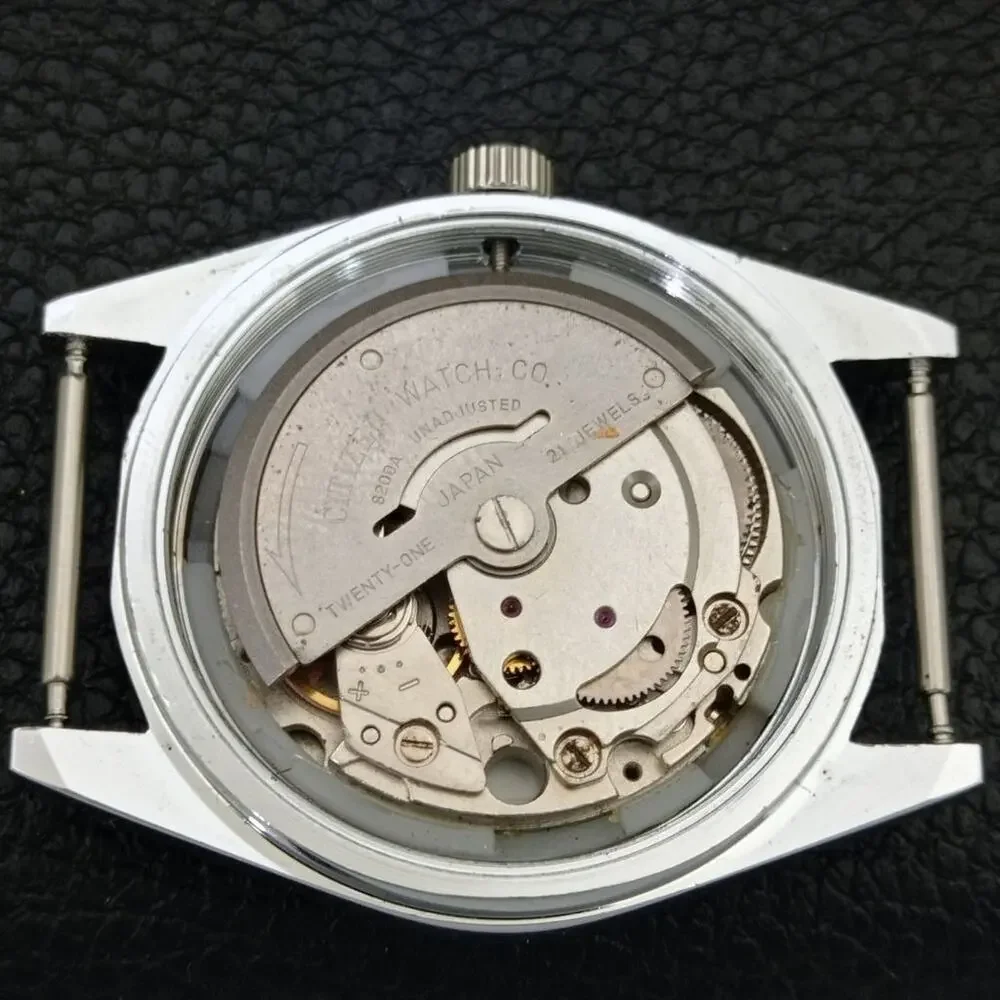 Vintage 1984 Citizen Automatic Mens Silver Watch W/daydate & Blue accents